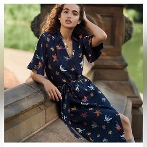 Maeve Anthropology Fluttery Butterfly-Print Dress